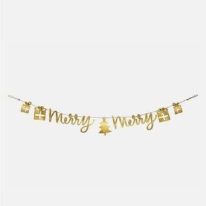 Bright Gold "Merry Merry" Holiday Christmas Garland / Banner 6ft